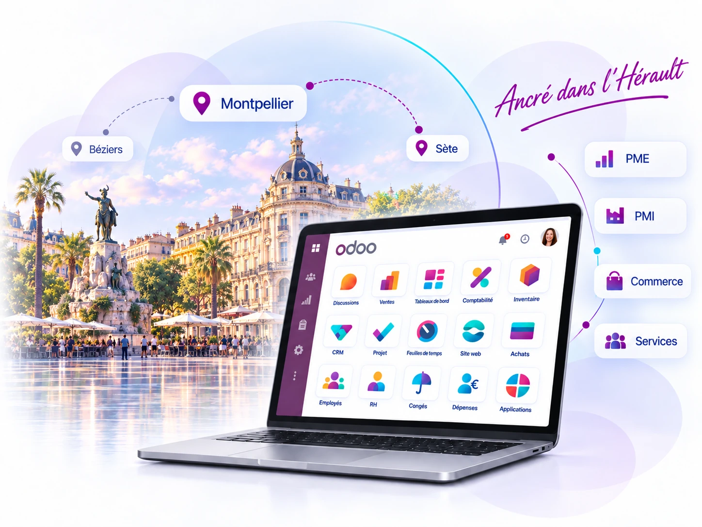Visuel d’en-tête Odoo pour l’Hérault
